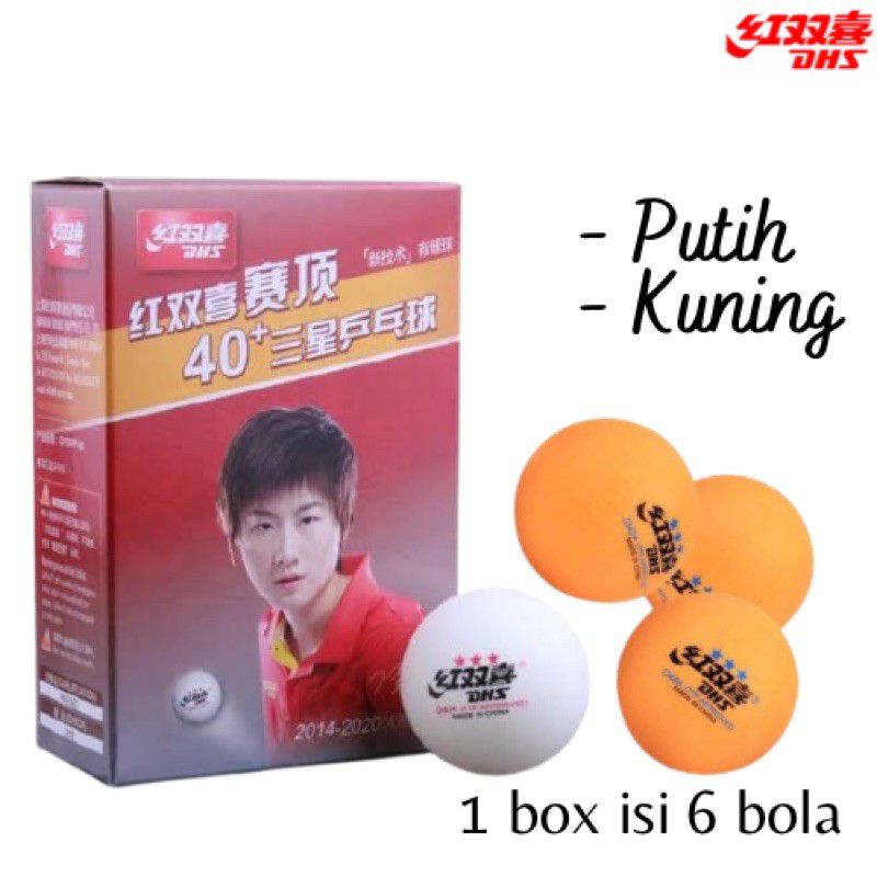 Jual Bola Pingpong Atau Bola Tenis Meja DHS 3 STAR -PLASTIC 40+ [ ISI 6 ...