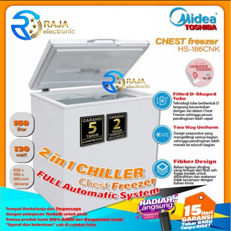 Jual Chest Freezer MIDEA HS-186CNK , Freezer box daging ice cream ...