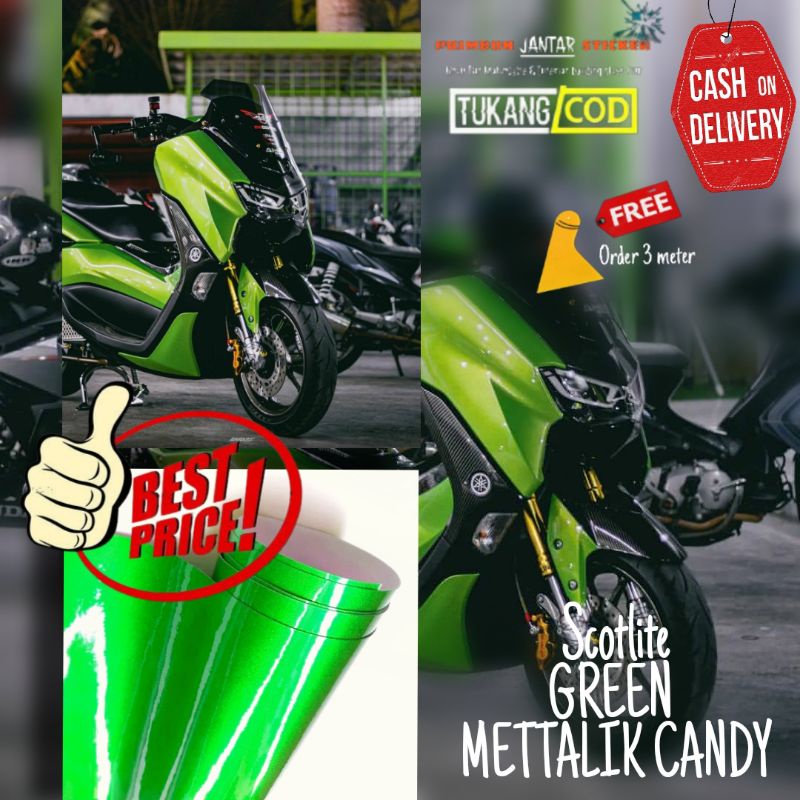 Jual Stiker Skotlet Motor Hijau Metalik Candy Scotlite Hijau Candy