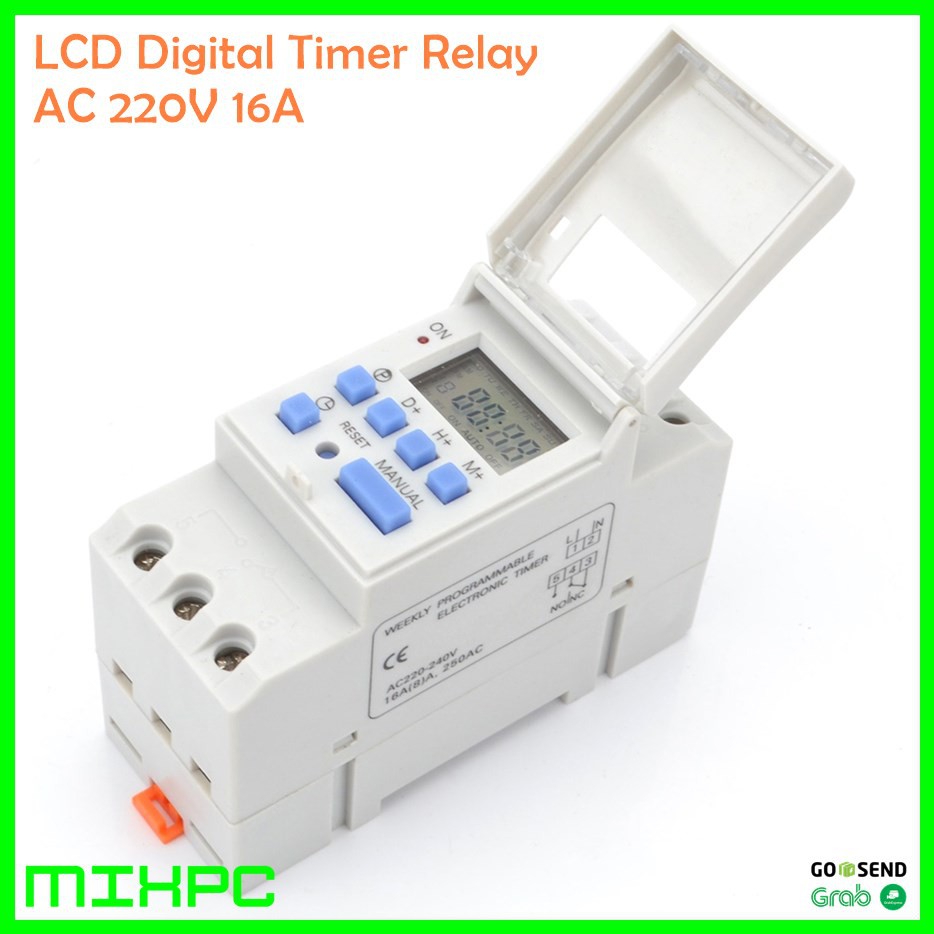 Jual Digital Timer AC 220V 16A LCD Power Programmable DIN Time Switch ...