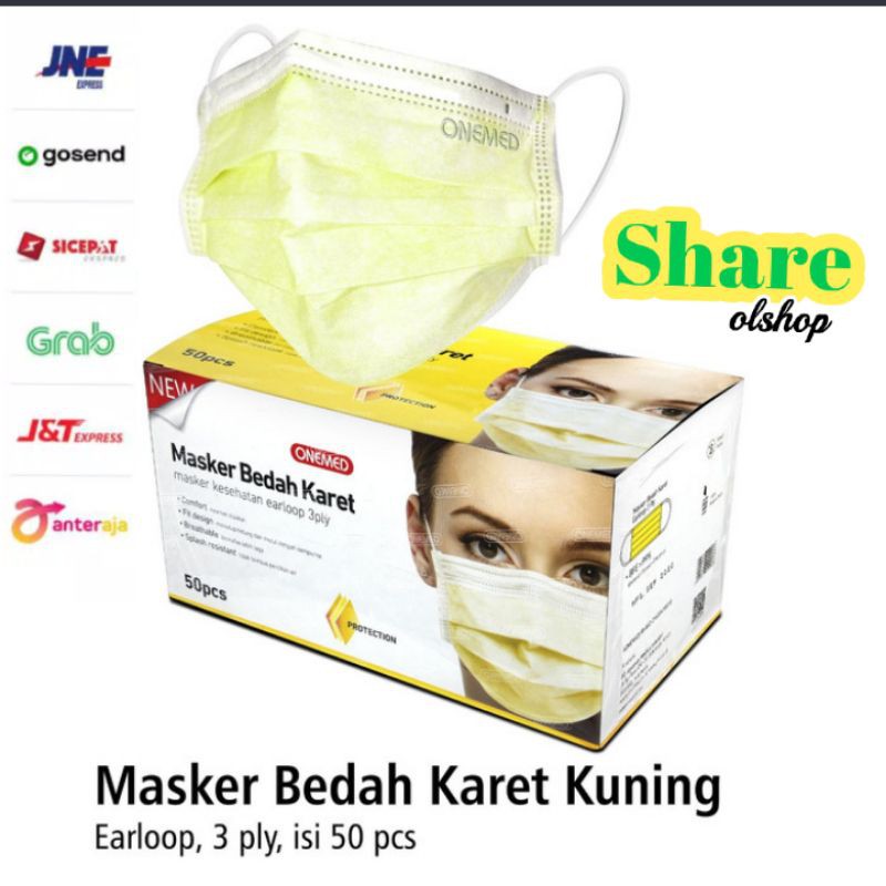 Jual Masker Karet Kuning Onemed Box 50pcs | Shopee Indonesia
