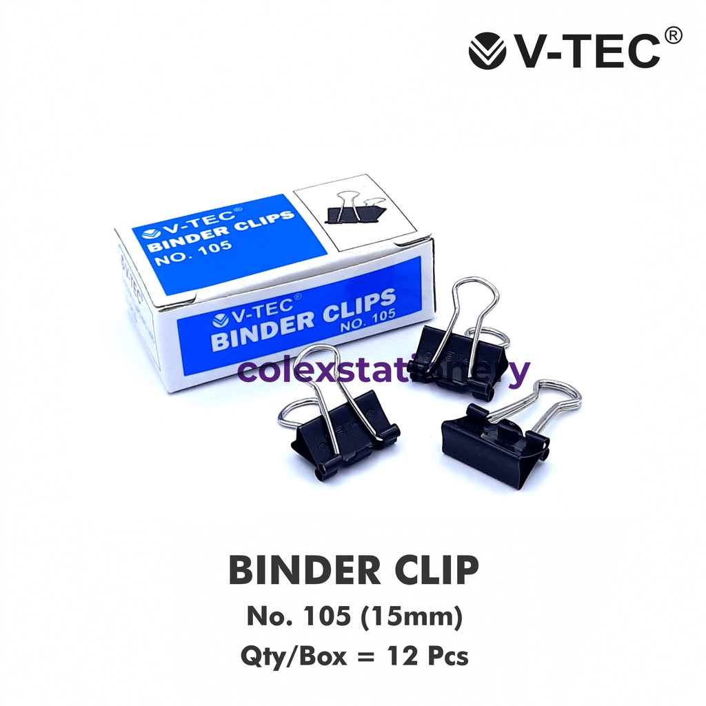 Jual Penjepit Kertas / Binder Clip Ukuran Kecil No 105 Isi 12 Pcs Vtec