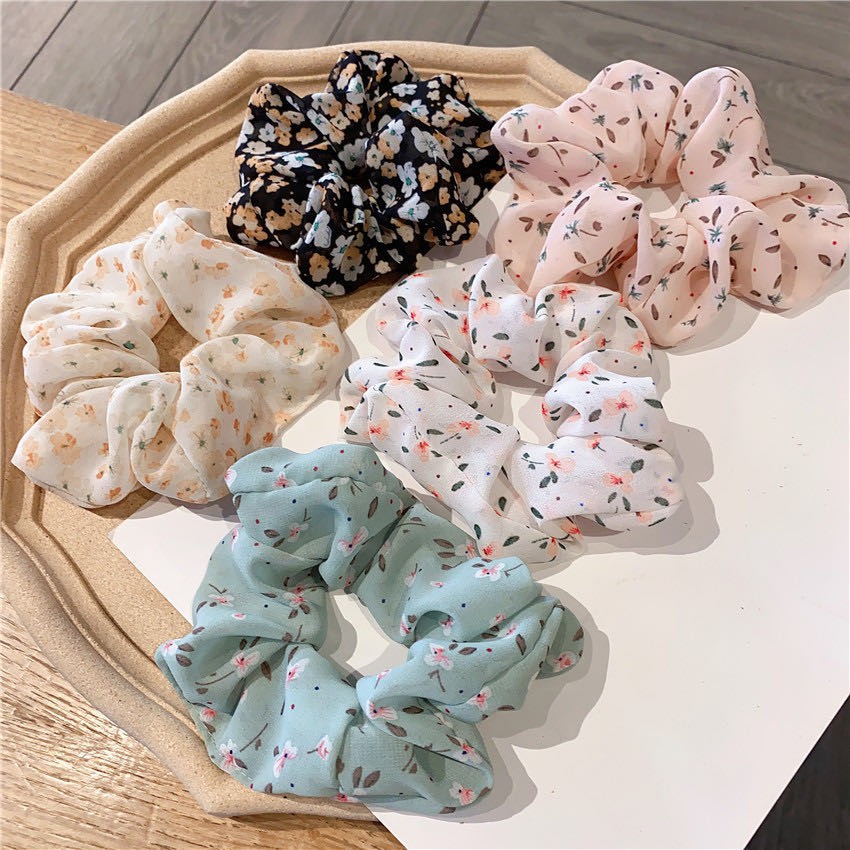 Jual (COD)Ikat Rambut Elastis Motif Print Bunga Untuk Wanita / Ikat ...