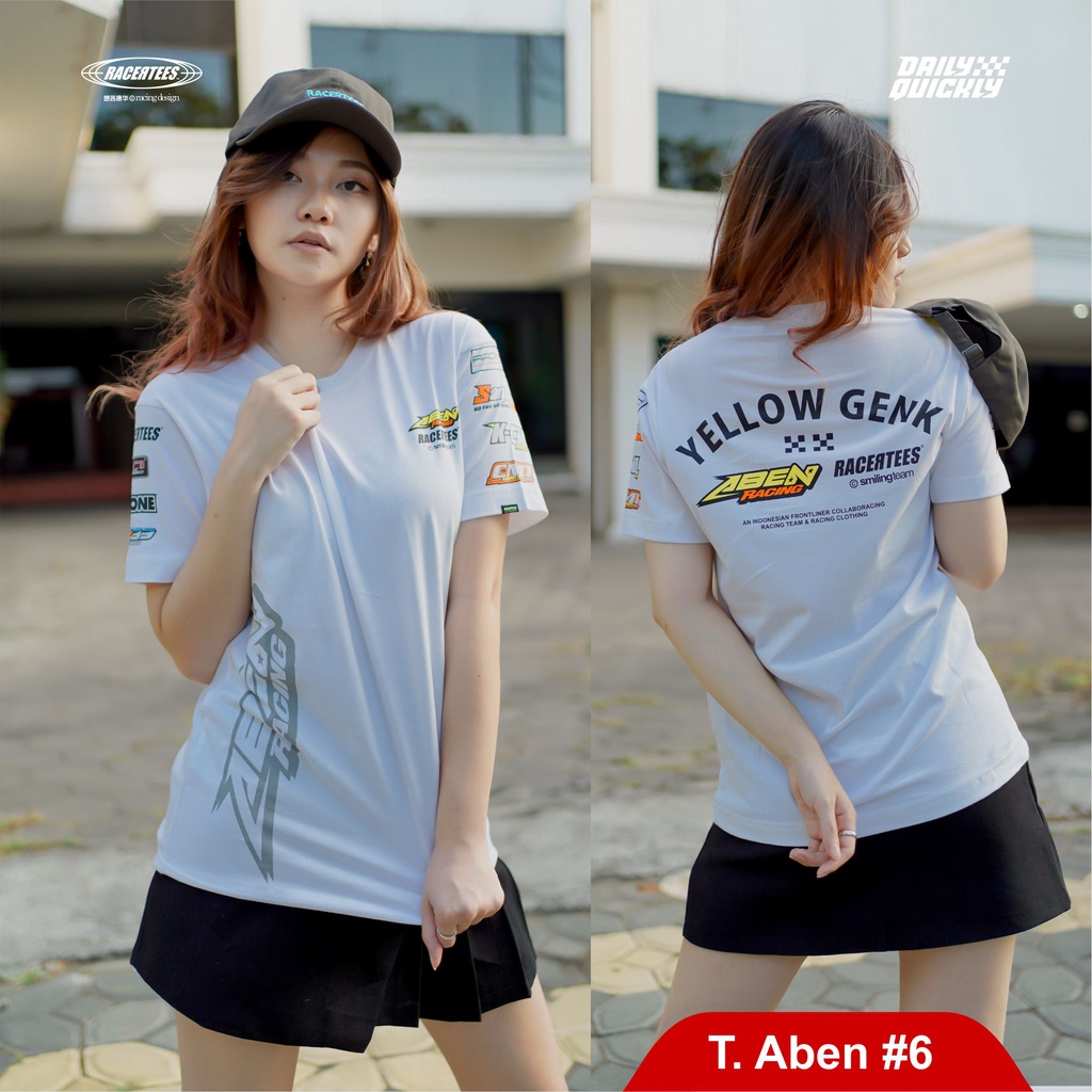 Jual ABEN RACING 2021 x Racertees #6 White | Shopee Indonesia