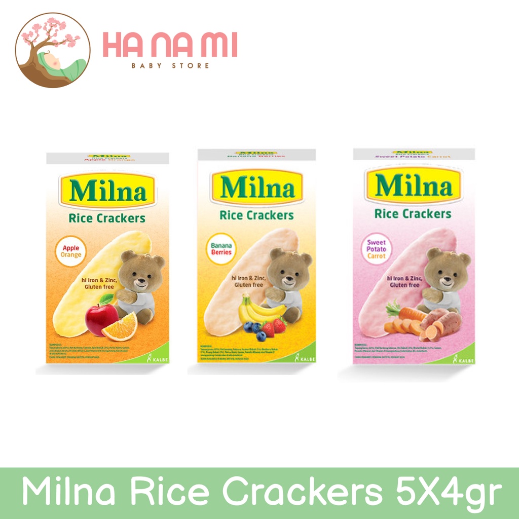 Jual Milna Rice Crackers 5x4gr camilan bayi | Shopee Indonesia