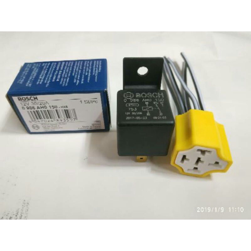 Jual Relay BOSCH 12V 20/30A Kaki 5 87a ( pemutus arus) + socket relay