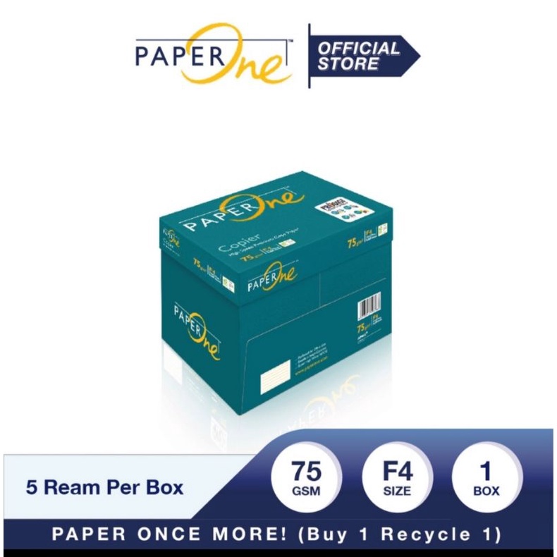 Jual Paper One Kertas Hvs F4 75 Gram - Box Isi 5 Rim. | Shopee Indonesia