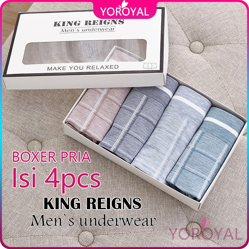 Jual [Isi 4pcs] Boxer Pria Katun Polos Celana dalam yang nyaman ...