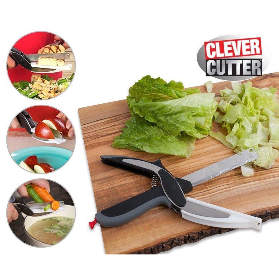 Clever Cutter 2 in 1 Knife Cutting Board Scissors Chops & Slices Food In  Seconds