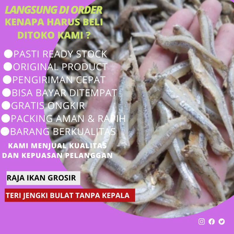 Jual Ikan Asin Teri Jengki Bulat 250 Gram Tanpa Kepala Bersih Shopee Indonesia 