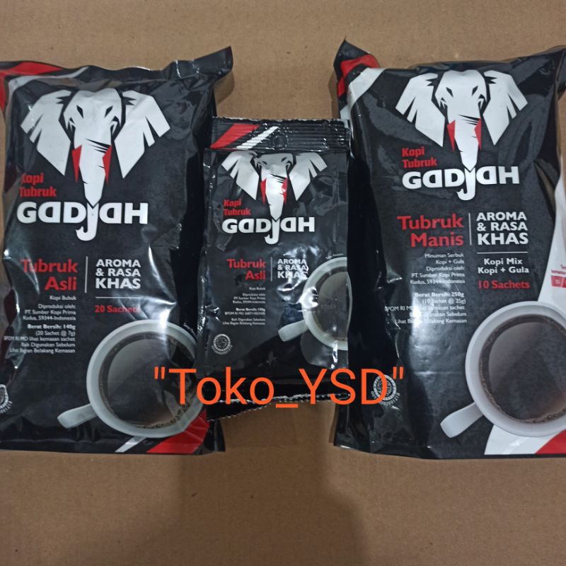 Jual Kopi Cap Gajah / Kopi Tubruk bubuk cap Gadjah Kopi sachet gajah
