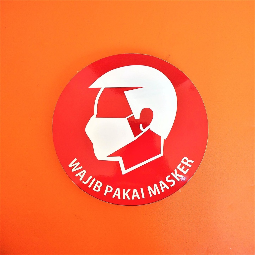 Jual Stiker Wajib Pakai Masker - Stiker Kesehatan Bentuk Bulat Chromo ...