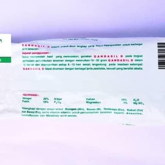 Jual pupuq- pupuk npk gandasil d 500gr untuk tanaman fase vegetatif ...