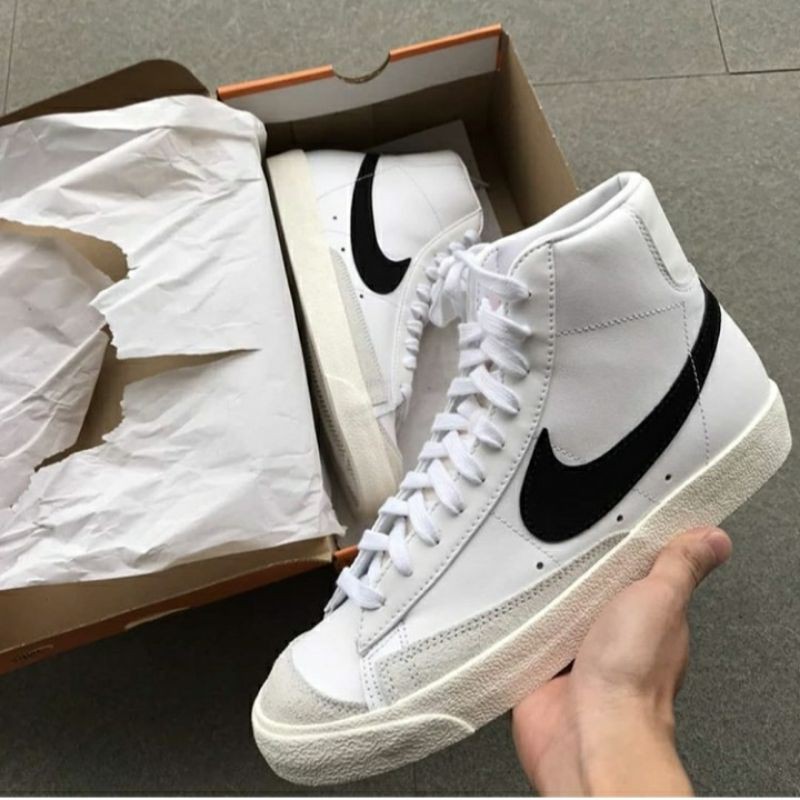 Jual NIKE BLAZER MID 77 VINTAGE WHITE BLACK 100 ORIGINAL Shopee Indonesia