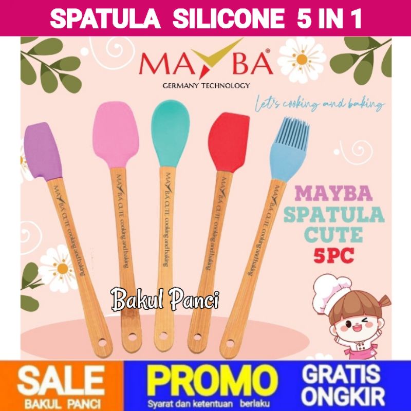 Jual MAYBA SPATULA SET CUTE 5 IN 1 SILICONE - TURNER SUTIL SODET KUAS ...