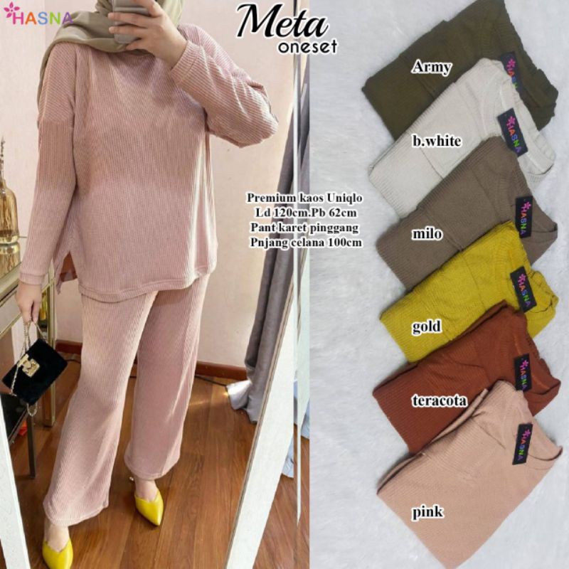Jual Meta One Set Setelan Wanita Bahan Premium Kaos Uniqlo By Hasna ...