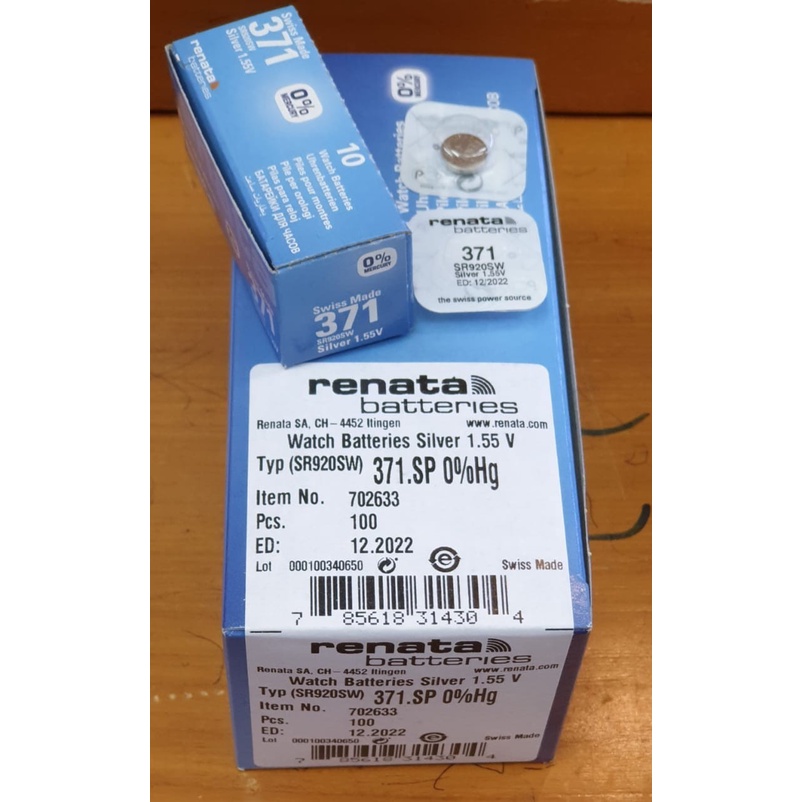 Renata 371 Pila Batteria Orologio Mercury Free Silver Oxide SR920SW Swiss 1.55V - Foto 3
