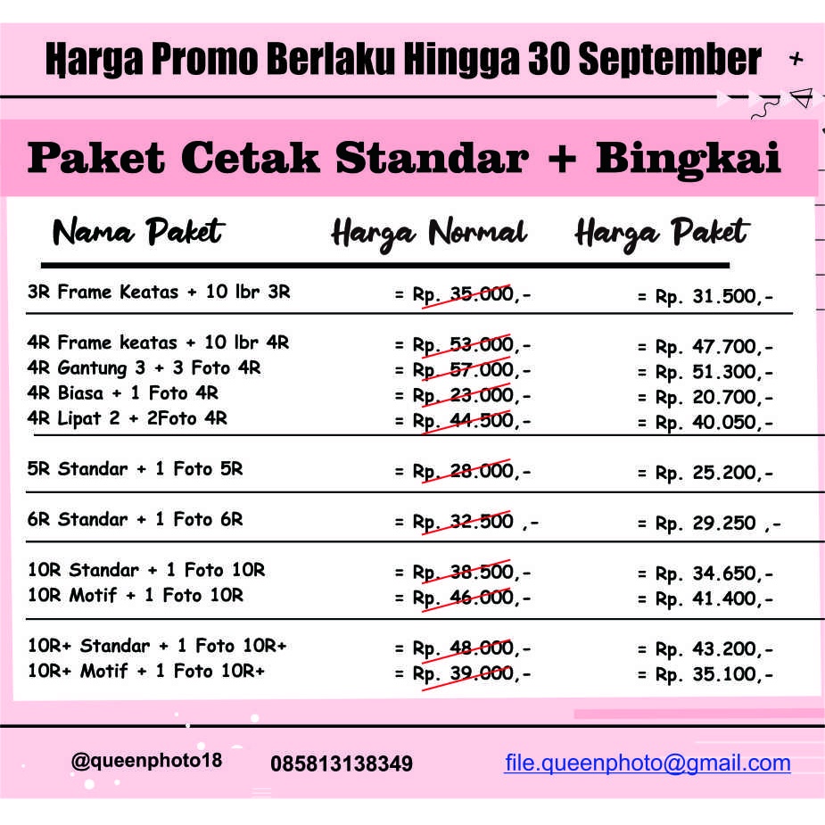 Jual Paket Cetak Foto + Bingkai Standar Dan Pembesaran (3R, 4R, 5R, 6R ...