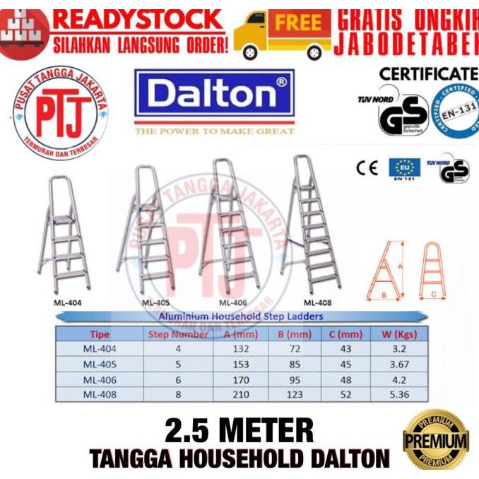 Jual Tangga Alumunium Lipat Dalton Ml Step Meter Tangga