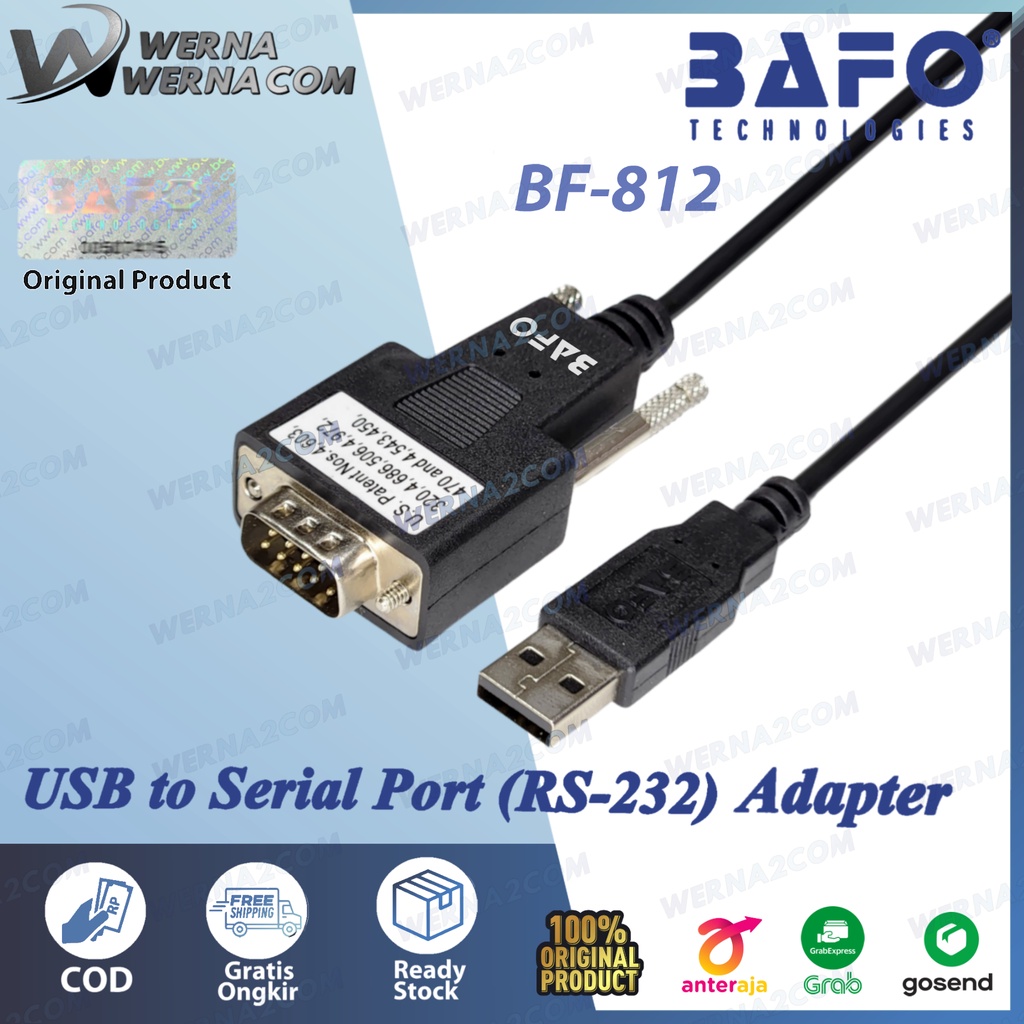 Jual USB to Serial Port RS 232 Adapter BAFO BF812. RS232, DB9