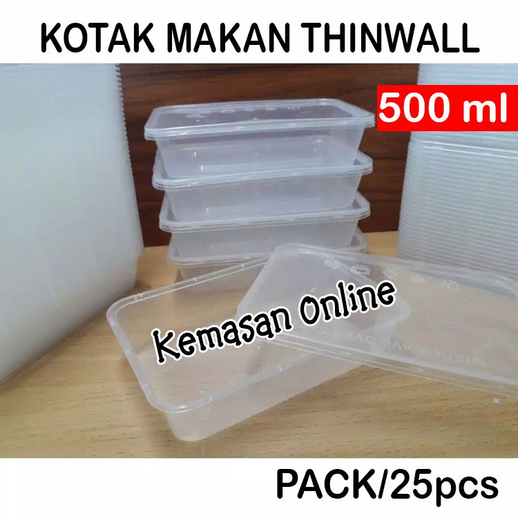 Jual Kotak Makan Thinwall 500ml 25pcs Food Container Box Tempat Kotak Makanan Plastik Frozen 4453