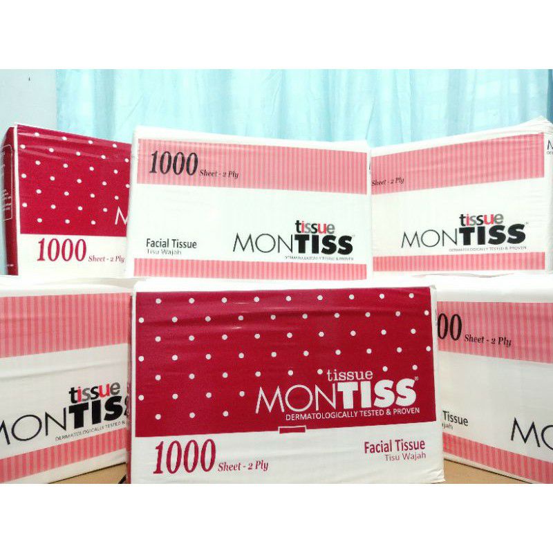 Jual MONTISS 1000 Sheets Facial Tissue Tissu Tisue Tisu wajah 1000 ...