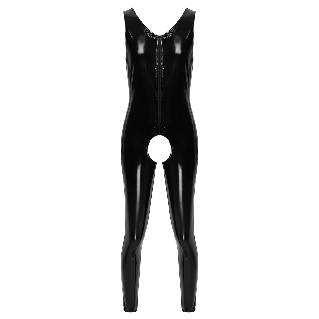 Jual PREORDER Mens Lingerie Crotchless Bodysuit Wet Look Patent Leather 