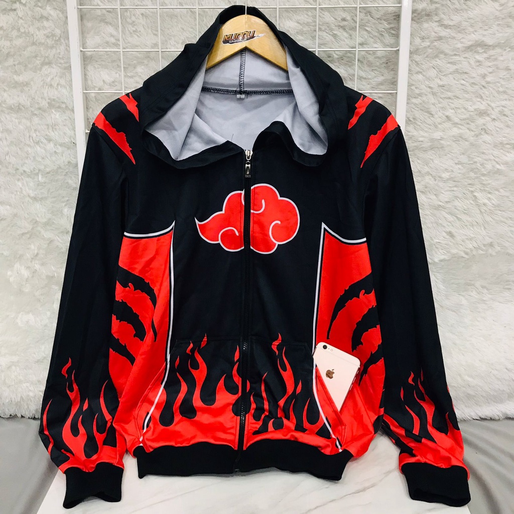 Jual Jaket Akatsuki Fire Anti Village Fullprint Anime Manga Naruto ...