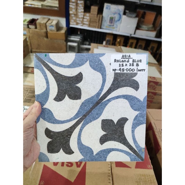 Jual keramik lantai Asia roland blue/grey/brown 25x25 kw2 | Shopee ...