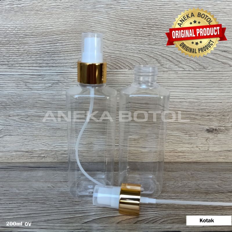 Jual BOTOL PET 200 ML KOTAK TUTUP SPRAY ALUMINIUM RING GOLD KILAP ...