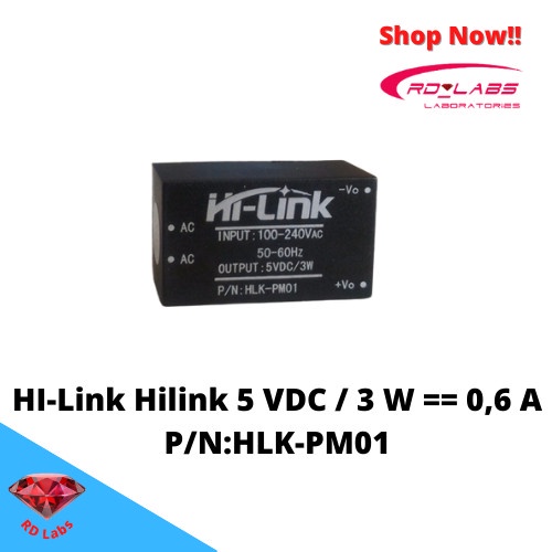 Jual Hi-Link Hilink 5 VDC / 3 W == 0.6 A P/N:HLK-PM01 | Shopee Indonesia