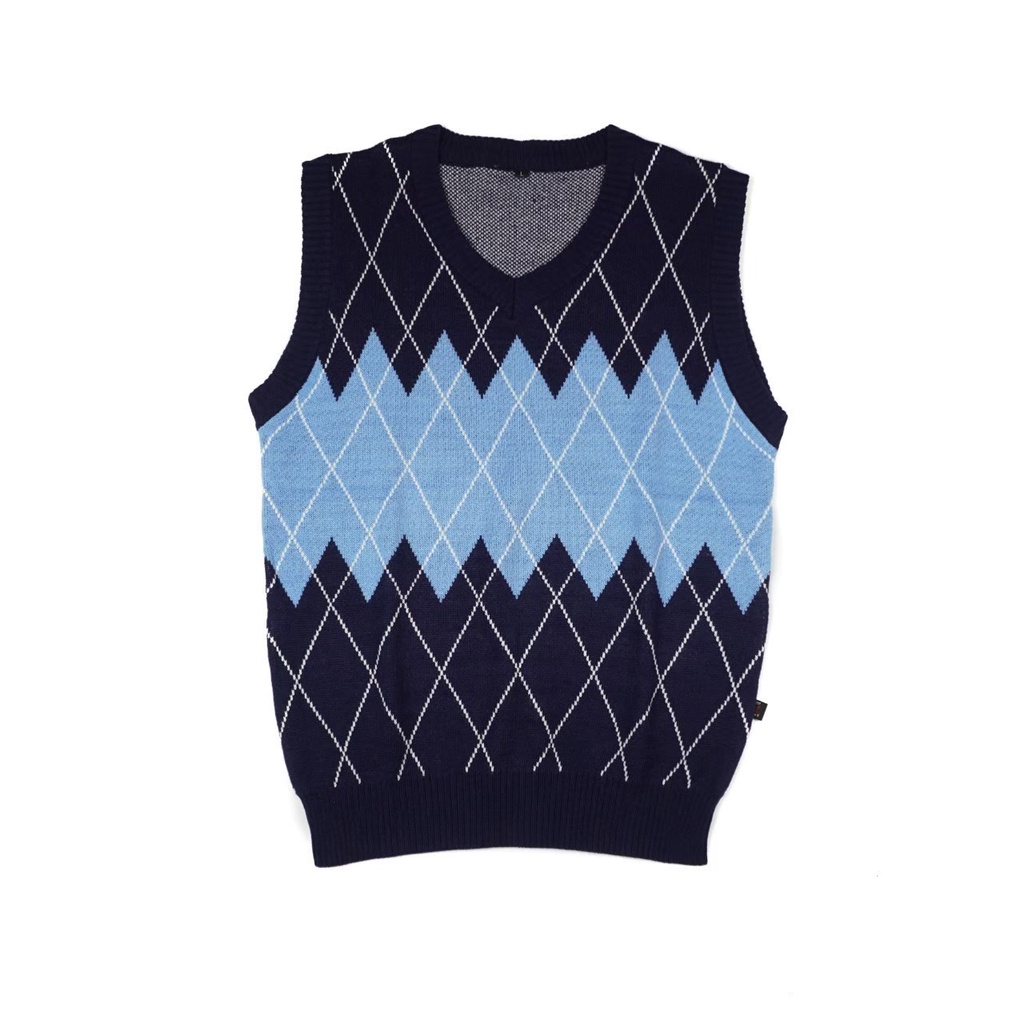 Jual Rompi Rajut Shark Knit Vest Knitwear Vest Pria Panjang Rajut Navy ...