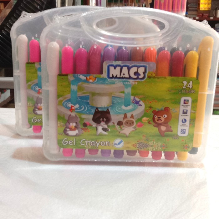 Jual Krayon MACS Gel Crayon 24 Color/Warna Aman dan Mudah dibersihkan ...