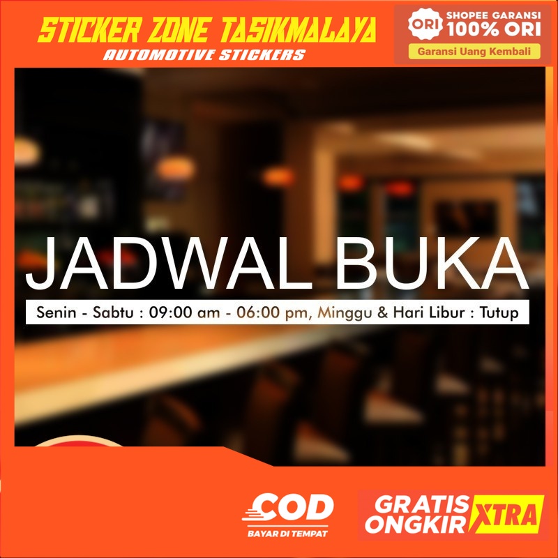 Jual NEW Sticker Kaca Custom Stiker Jadwal Buka Tutup Open Close Toko Stiker Cafe Rumah Dinding