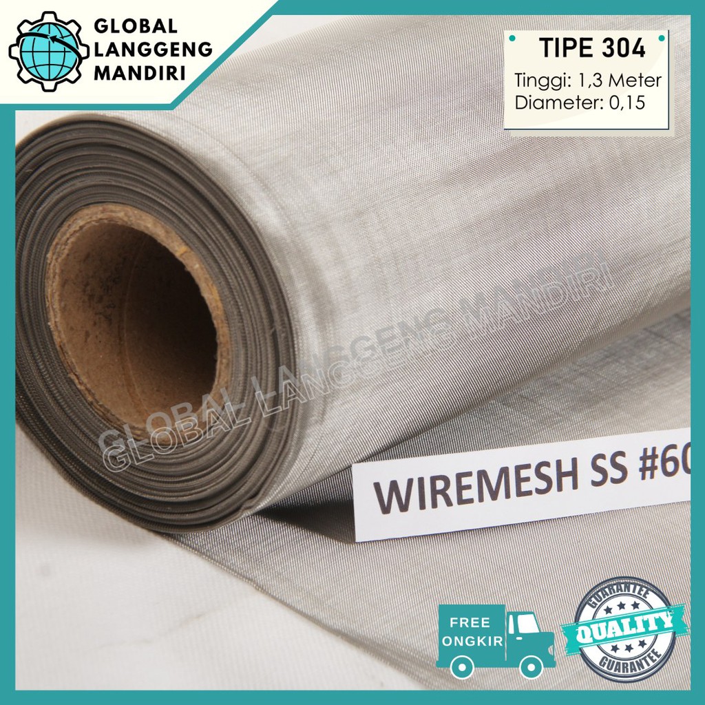 Jual WIRE MESH 60 STAINLESS (304) 0.15MMX1.3MX1M / FILTER SS WIREMESH ...