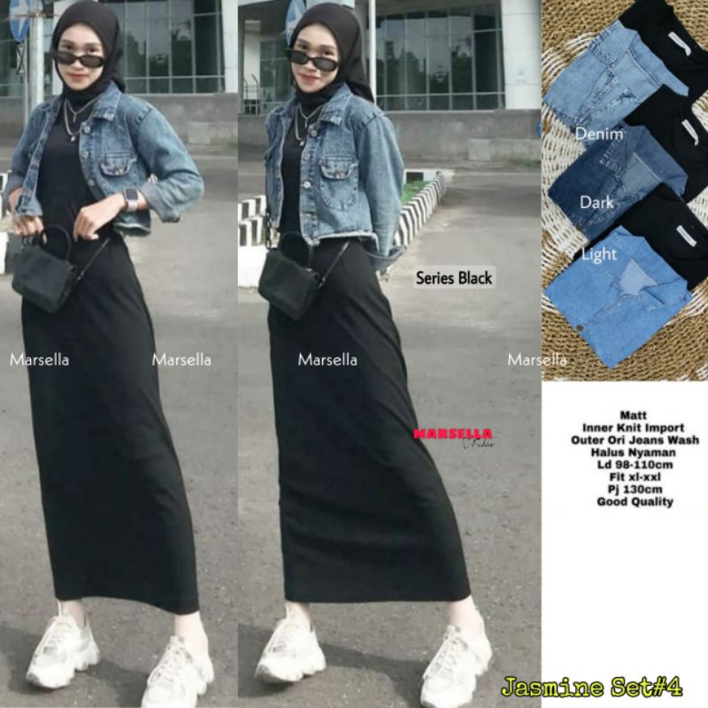 Jual New Setelan Maxy Inner Knit dan Outer jaket jeans import uk fit XL Black series Terlaris Shopee Indonesia