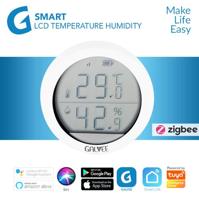 Jual Galvee Smart Zigbee Lcd Temperature Humidity Sensor Smart Home Shopee Indonesia 