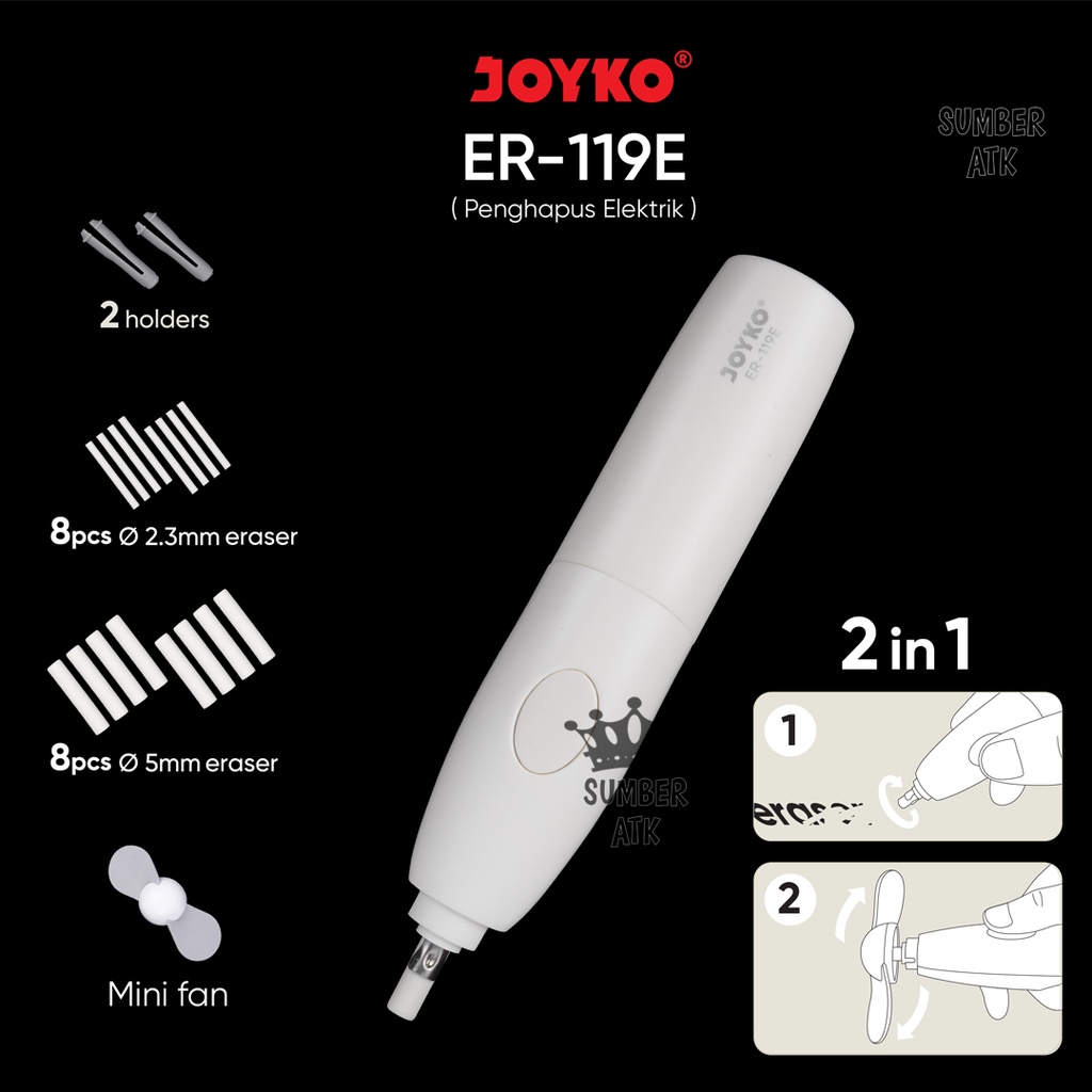 Jual Penghapus Elektrik Electric Eraser Joyko ER119E 2 in 1 Shopee