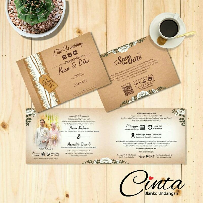 Jual UNDANGAN RUSTIC COKLAT CINTA | Shopee Indonesia