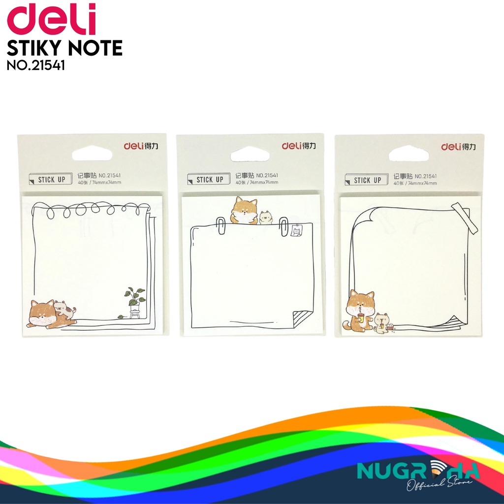 Jual Deli Sticky Notes 40 lembar 80gsm 74x74mm 21541 | Shopee Indonesia