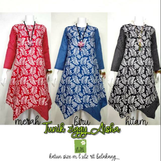 Jual Tunik Ziggy Aisha Dress Batik Super Duper Cantik Muslim Modern