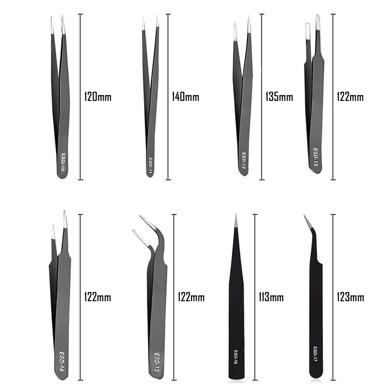 Jual New Pinset Set 9 in 1 Stainless Steel 90111 Anti Static / Servis ...