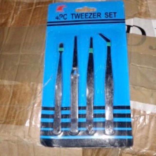 Jual TWEEZER SET 4 PCS / PINSET 4 PCS / PINGSET STAINLESS | Shopee ...