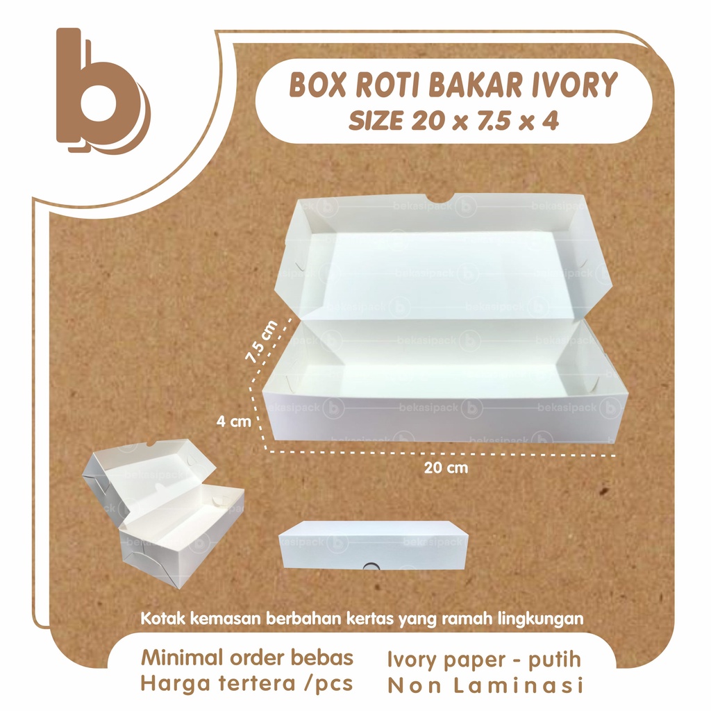 Jual Box Roti Bakar Ivory Natural 20x7.5x4 I BRBIN00283 | Shopee Indonesia