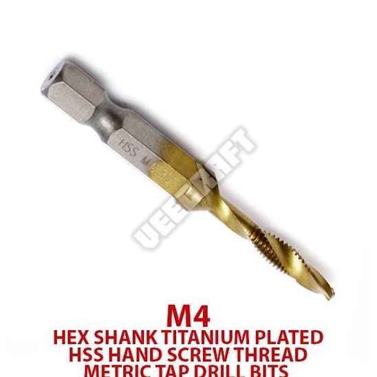Jual Tap Drill Bits M4 Hex Shank Titanium Coated / Mata Bor Pembuat ...