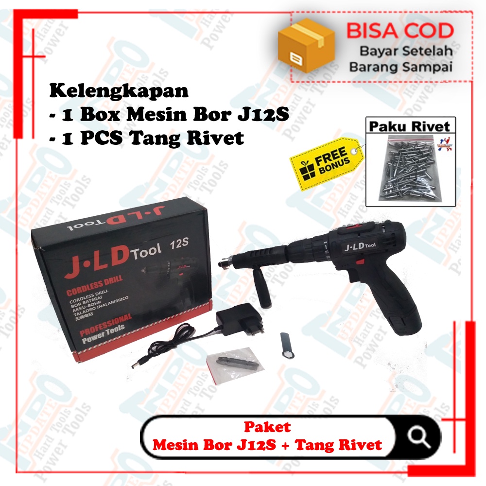 Jual Mesin Bor Putar Obeng Cas 12s 12v Jld Hitam Alat Tang Rivet Ripet ...