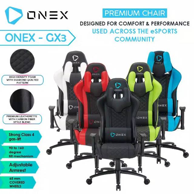 Jual ONEX GX3 Premium Quality Gaming Chair Kursi - Hitam - Putih ...