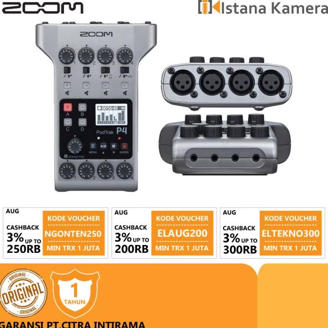 Jual Zoom PodTrak P4 Portable Multitrack Podcast Recorder Podtrack