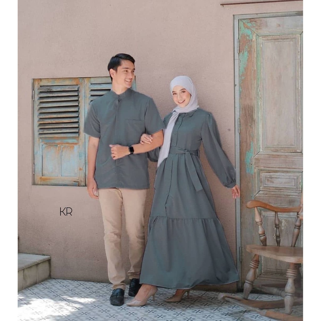 Jual Set Gamis Couple kasih Pasangan Remaja Modis Kekinian Modern
