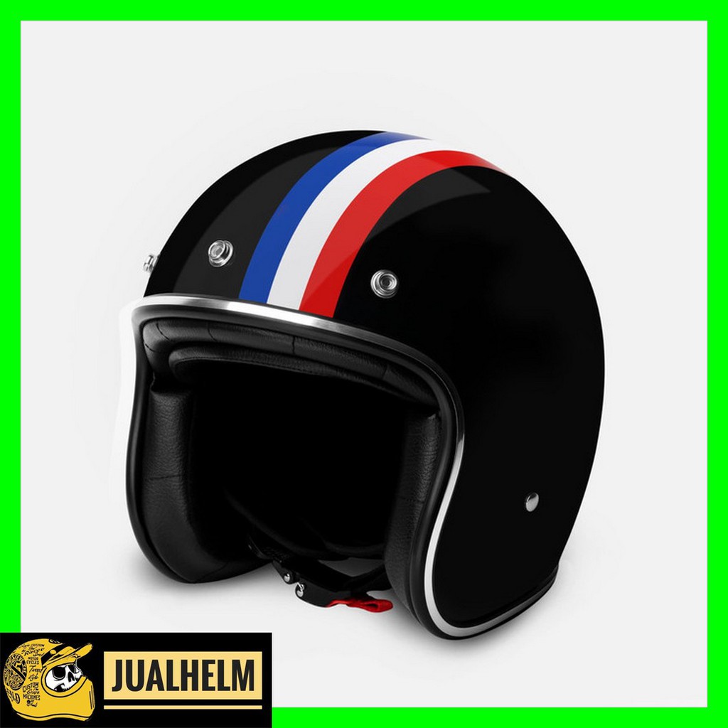 Jual HELM RETRO ZULU ST GERMANY HITAM GLOSSY LIST CHROME II ( Bogo ...